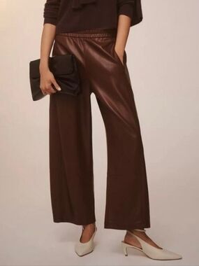 Anthropologie Pilcro the Izzie Relaxed Pull-On Pant Broqn Faux Leather Medium